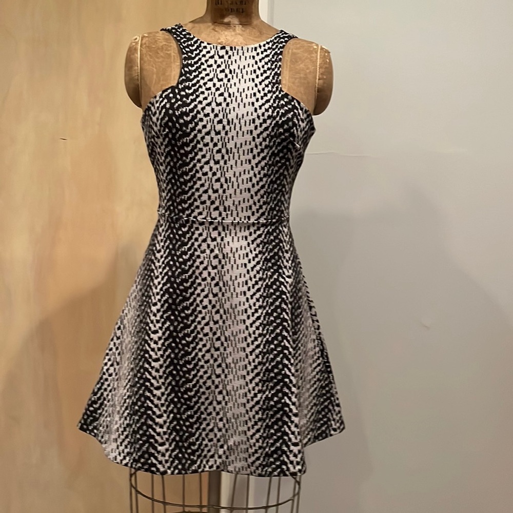 Elizabeth and James black and white sleeveless fit and flare party dress size 4